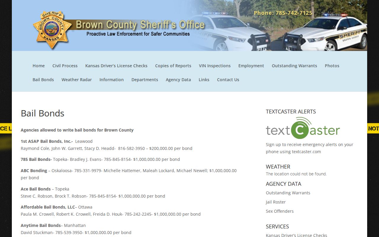 Brown County released inmate approved bail bond agent information