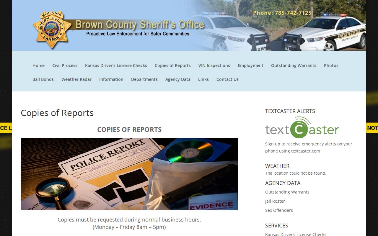 Brown County released inmate report request hours and fees